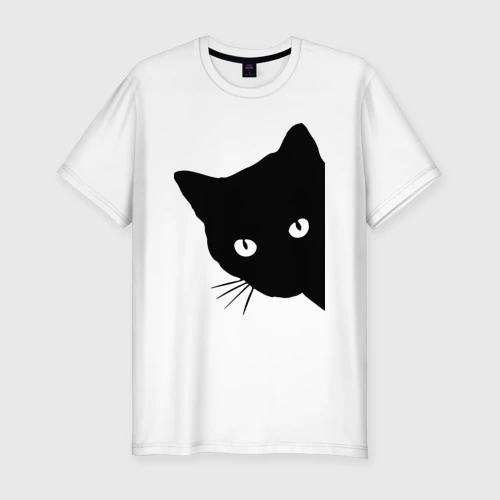 Мужская футболка хлопок Slim Всё тот же чёрный котяра!