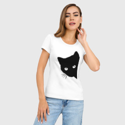 Женская футболка хлопок Slim Всё тот же чёрный котяра! - фото 2
