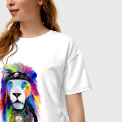 Женская футболка хлопок Oversize Color lion! Neon! - фото 2