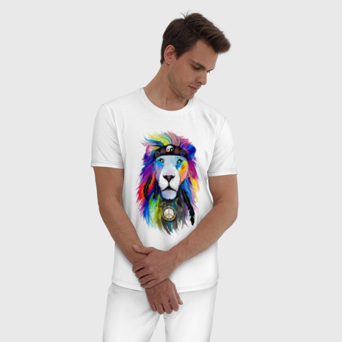 Мужская пижама хлопок Color lion! Neon!, цвет белый - фото 3