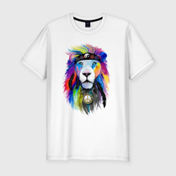 Мужская футболка хлопок Slim Color lion! Neon!
