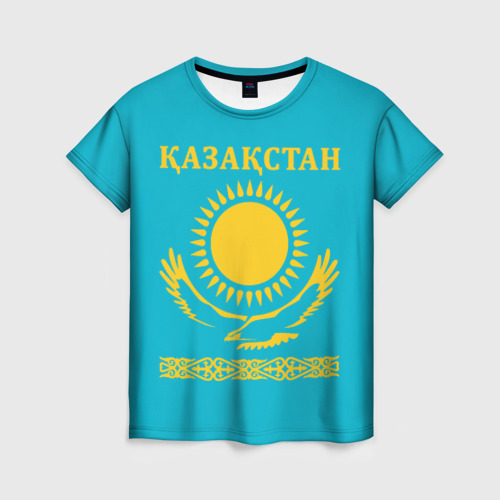 Женская футболка с принтом Казакстан, вид спереди №1