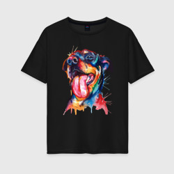 Женская футболка хлопок Oversize Color rottweiler