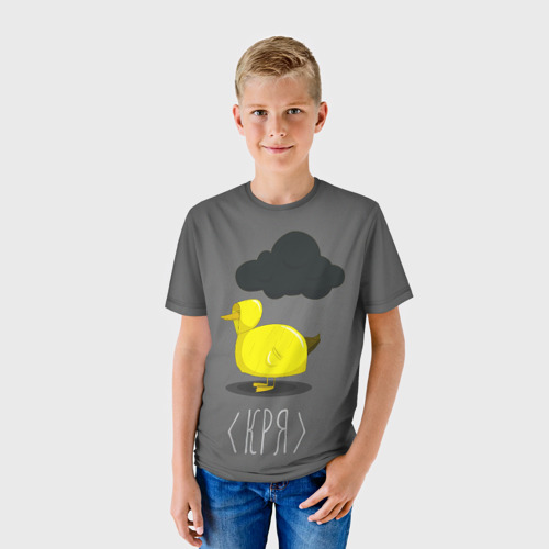 Детская футболка 3D с принтом Кря, фото на моделе #1