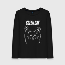 Женский лонгслив хлопок Green Day Рок кот