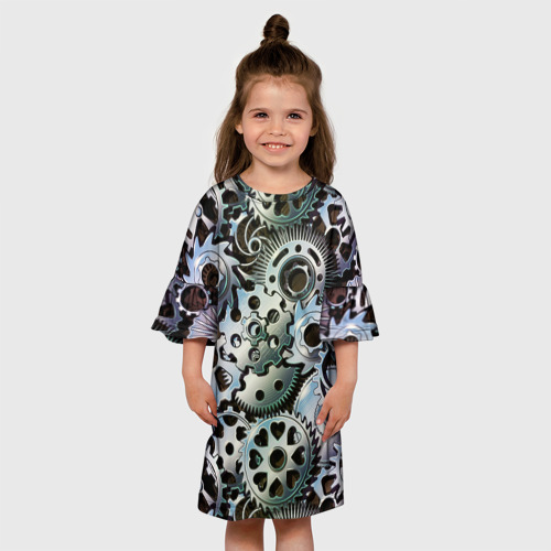 Детское платье 3D Стимпанк шестеренки Steampunk, цвет 3D печать - фото 4