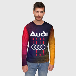 Мужской лонгслив 3D Audi - коробка Глитч - фото 2