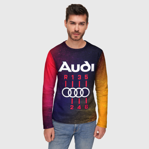 Мужской лонгслив 3D Audi - коробка Глитч, цвет 3D печать - фото 3