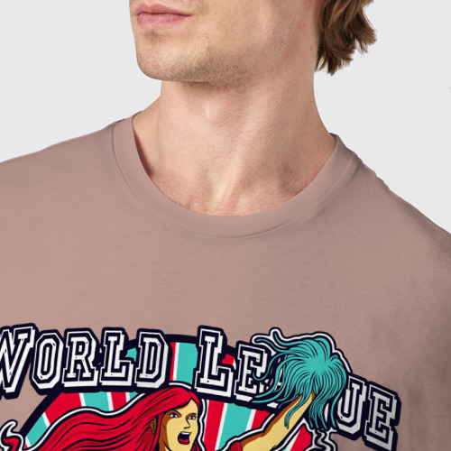 Мужская футболка хлопок Регбист и чирлидер, цвет пыльно-розовый - фото 6