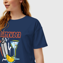 Женская футболка хлопок Oversize Бармен - bartender - фото 2