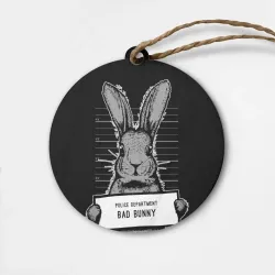 Деревянная игрушка круг Плохой кролик - bad bunny