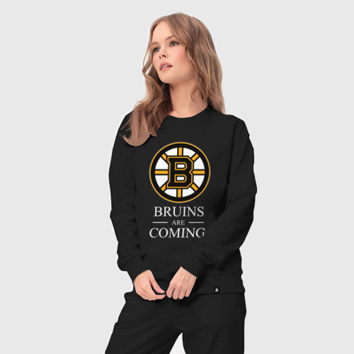 Женский костюм хлопок с принтом Boston are coming, Бостон Брюинз, Boston Bruins, вид сбоку #3