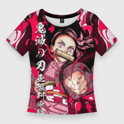 Женская футболка 3D Slim Клинок рассекающий демонов - Незуко Камадо