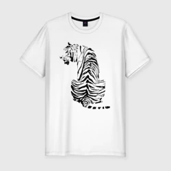 Мужская футболка хлопок Slim Тигр со спины