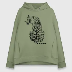 Женское худи Oversize хлопок Тигр со спины