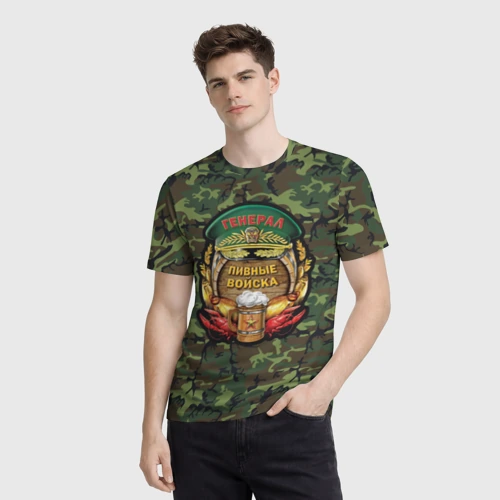Мужская футболка 3D с принтом Генерал Пивные Войска, фото на моделе #1