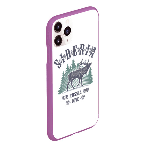 Чехол для iPhone 11 Pro Max матовый Siberia из России с Любовью, цвет фиолетовый - фото 3