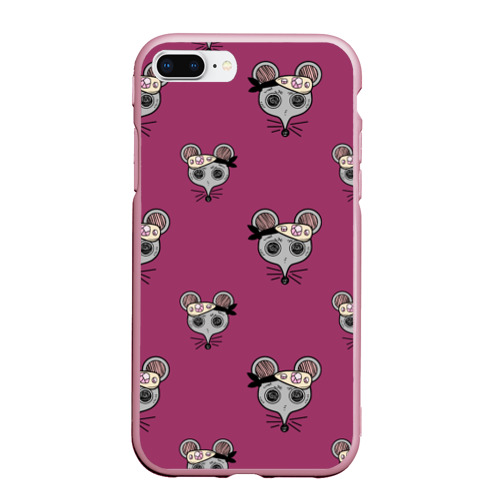 Чехол для iPhone 7Plus/8 Plus матовый Ниндзя-мыши. Клинок, рассекающий демонов. Kimetsu no yaiba., цвет розовый