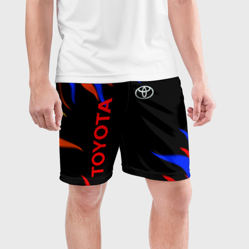 Мужские шорты спортивные Toyota Разноцветный огонь, цвет 3D печать - фото 3