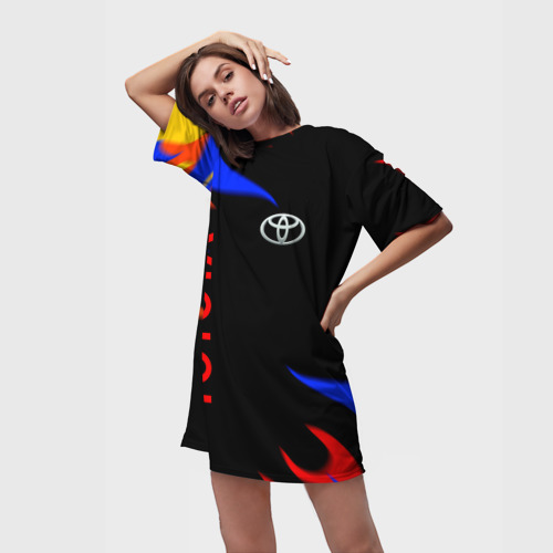 Платье-футболка 3D Toyota Разноцветный огонь, цвет 3D печать - фото 3