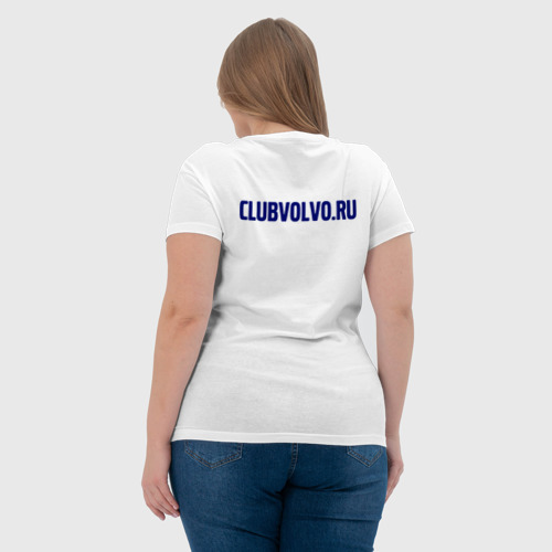 Женская футболка хлопок с принтом CLUB VOLVO, вид сзади #2