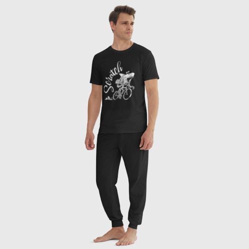 Мужская пижама хлопок Scratch - трековые велогонки, цвет черный - фото 5
