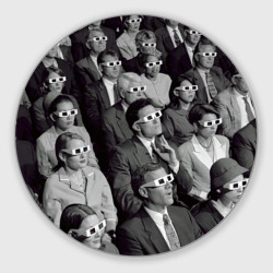 Круглый коврик для мышки Люди смотрят кино в 3d очках