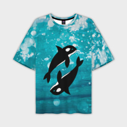 Мужская футболка oversize 3D Косатка в океане