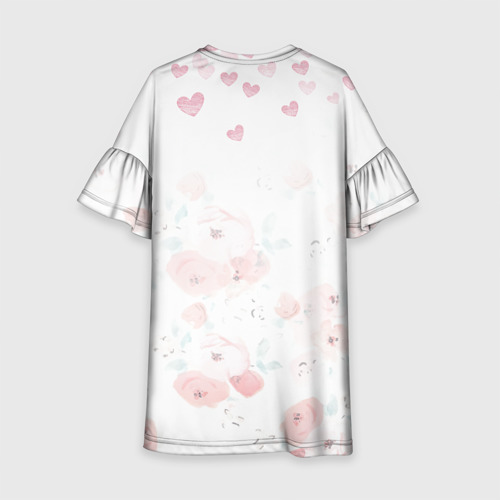 Детское платье 3D с принтом Плюшевый Поцелуй | Влюблённые Мишки, вид сзади #1