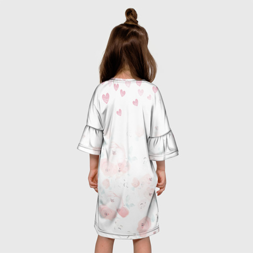 Детское платье 3D с принтом Плюшевый Поцелуй | Влюблённые Мишки, вид сзади #2