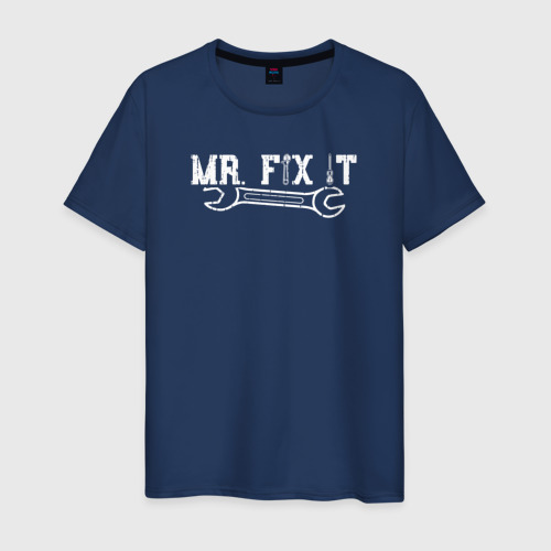 Мужская футболка из хлопка с принтом Mr. Fix IT, вид спереди №1