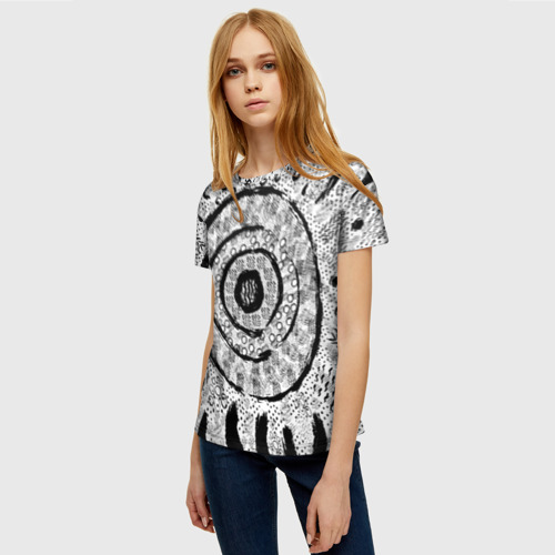 Женская футболка 3D с принтом Наскальные узоры, фото на моделе #1
