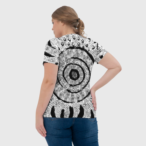 Женская футболка 3D с принтом Наскальные узоры, вид сзади #2