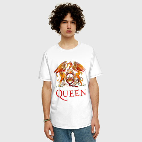 Мужская футболка хлопок Oversize Queen, логотип, цвет белый - фото 3