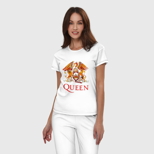 Женская пижама хлопок с принтом Queen, логотип, фото на моделе #1