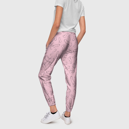 Женские брюки 3D с принтом Фаллос, вид сзади #2