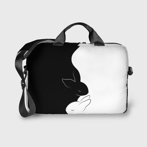 Сумка для ноутбука 3D Черный кролик и белый Инь Янь, цвет 3D печать - фото 2