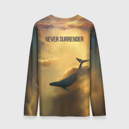 Мужской лонгслив 3D Never surrender - кит, цвет 3D печать - фото 2