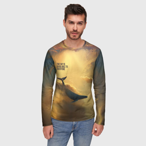 Мужской лонгслив 3D Never surrender - кит, цвет 3D печать - фото 3