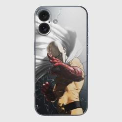 Чехол для iPhone 16 силиконовый с защитой камеры One Punch Man - Сайтама