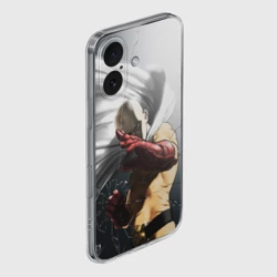 Чехол для iPhone 16 силиконовый с защитой камеры One Punch Man - Сайтама - фото 2