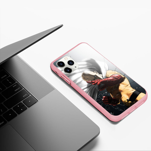 Чехол для iPhone 11 Pro Max матовый One Punch Man - Сайтама, цвет баблгам - фото 5