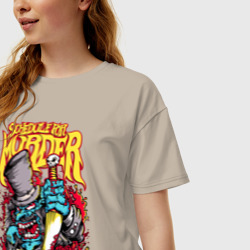 Женская футболка хлопок Oversize Монстр убийца гном - фото 2
