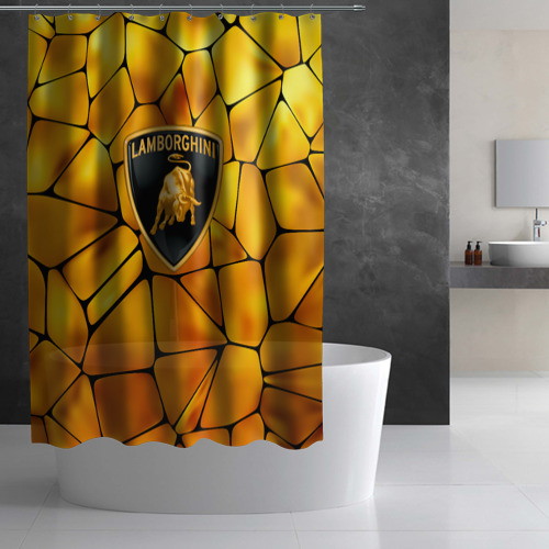 Штора 3D для ванной Lamborghini Gold плиты - фото 2