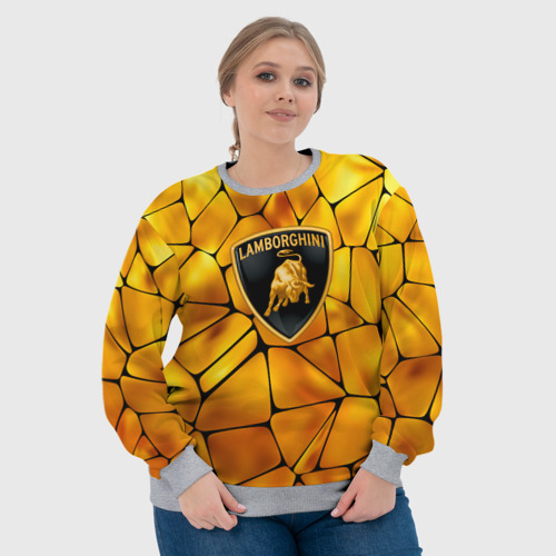 Женский свитшот 3D с принтом Lamborghini Gold плиты, фото #4
