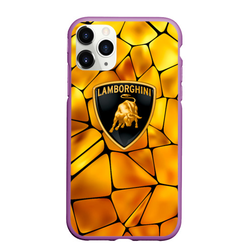 Чехол для iPhone 11 Pro Max матовый Lamborghini Gold плиты, цвет фиолетовый