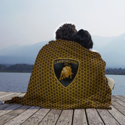 Плед с принтом Lamborghini gold соты для любого человека, вид спереди №3. Цвет основы: 3d (велсофт)