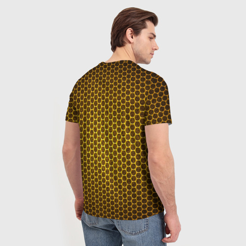 Мужская футболка 3D Lamborghini gold соты, цвет 3D печать - фото 4
