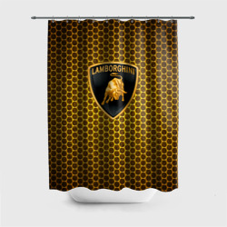 Штора 3D для ванной Lamborghini gold соты