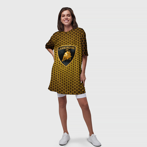 Платье-футболка 3D Lamborghini gold соты, цвет 3D печать - фото 5